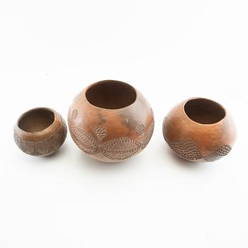 Ölkrukor Ukhamba 3 st Zulu Sydafrika 2000-tal lergods.