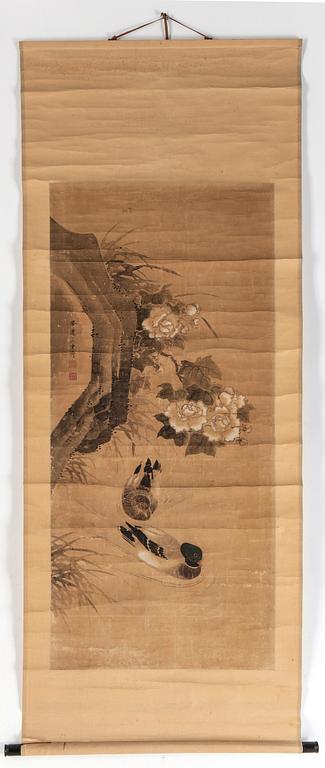 RULLMÅLNINGAR, 2 st, papper, Japan 1900-tal.