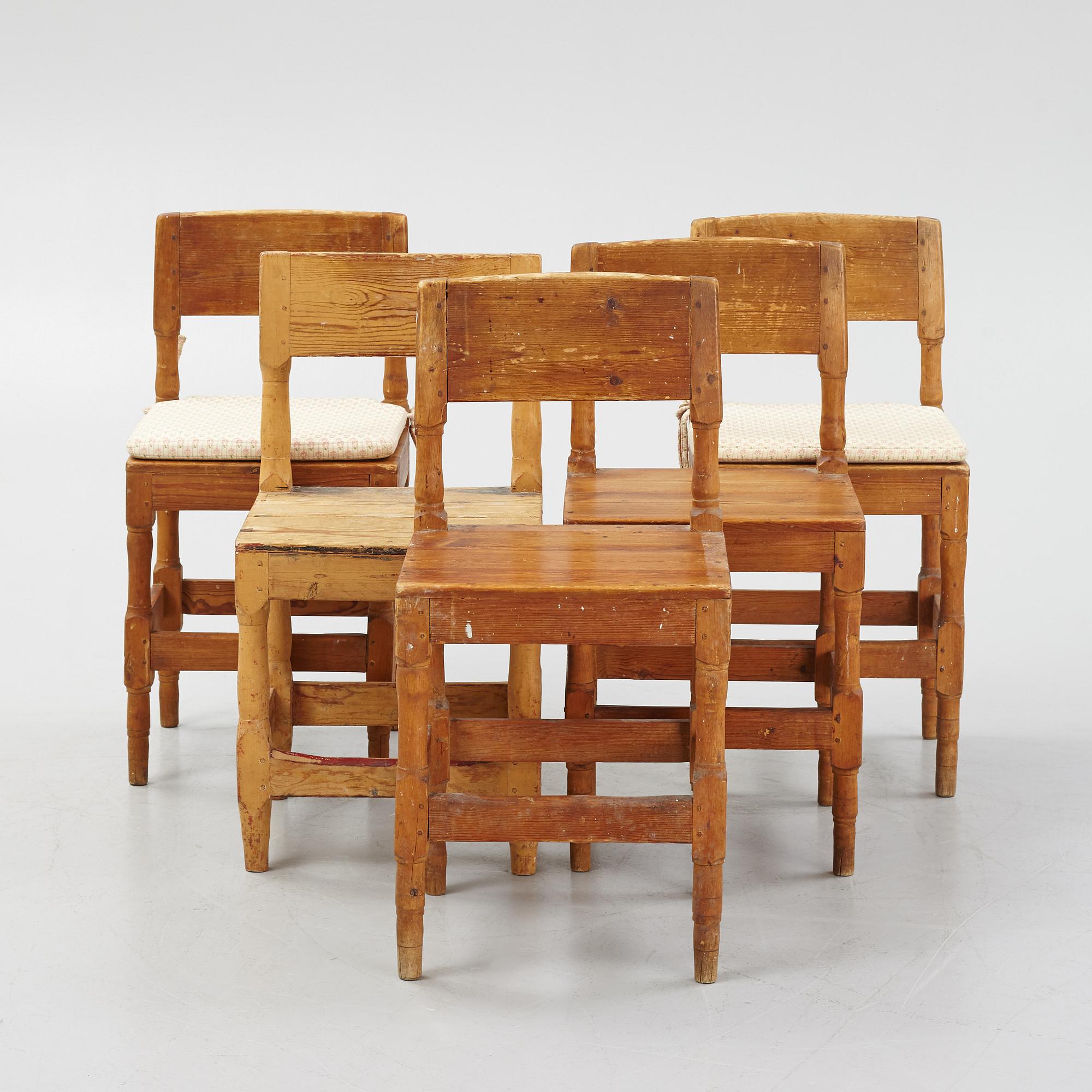 Stolar, 5 st, allmoge, 1800-tal.