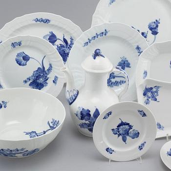 74 pieces of porcelain tableware by Royal Copenhagen, "Blue flower", second half of the 20th century.