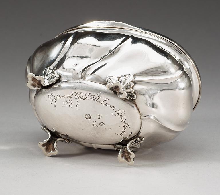 A Swedish 18th century silver sugar-casket, makers mark of Jonas Thomasson Ronander, Stockholm 1766.