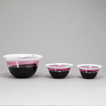 ERIK HÖGLUND, three glass bowls from Strömbergshyttan.