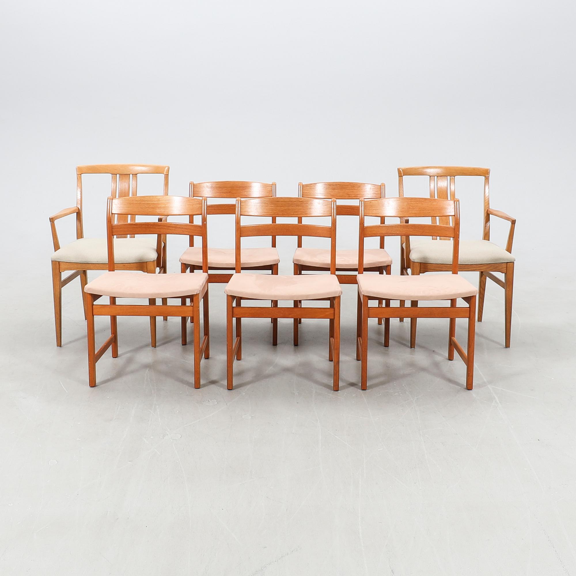 Chairs, 5 pieces, and a pair of armchairs from the 1960s.
