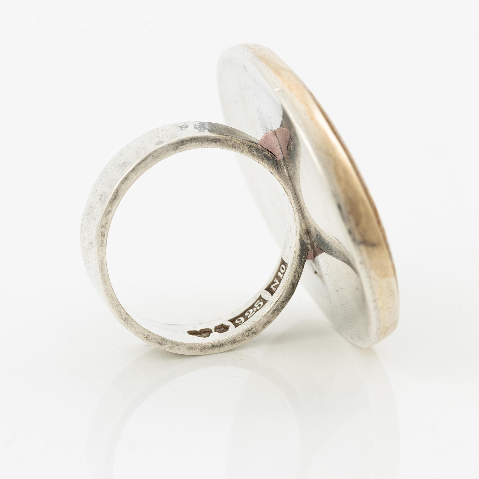 Sven-Erik Högberg, ring, sterling silver with natural stone, Gothenburg 1987.