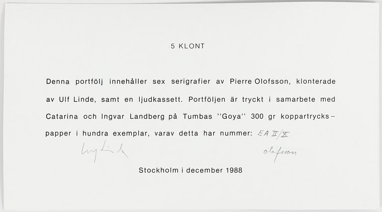 Pierre Olofsson, "5 klont", mapp.