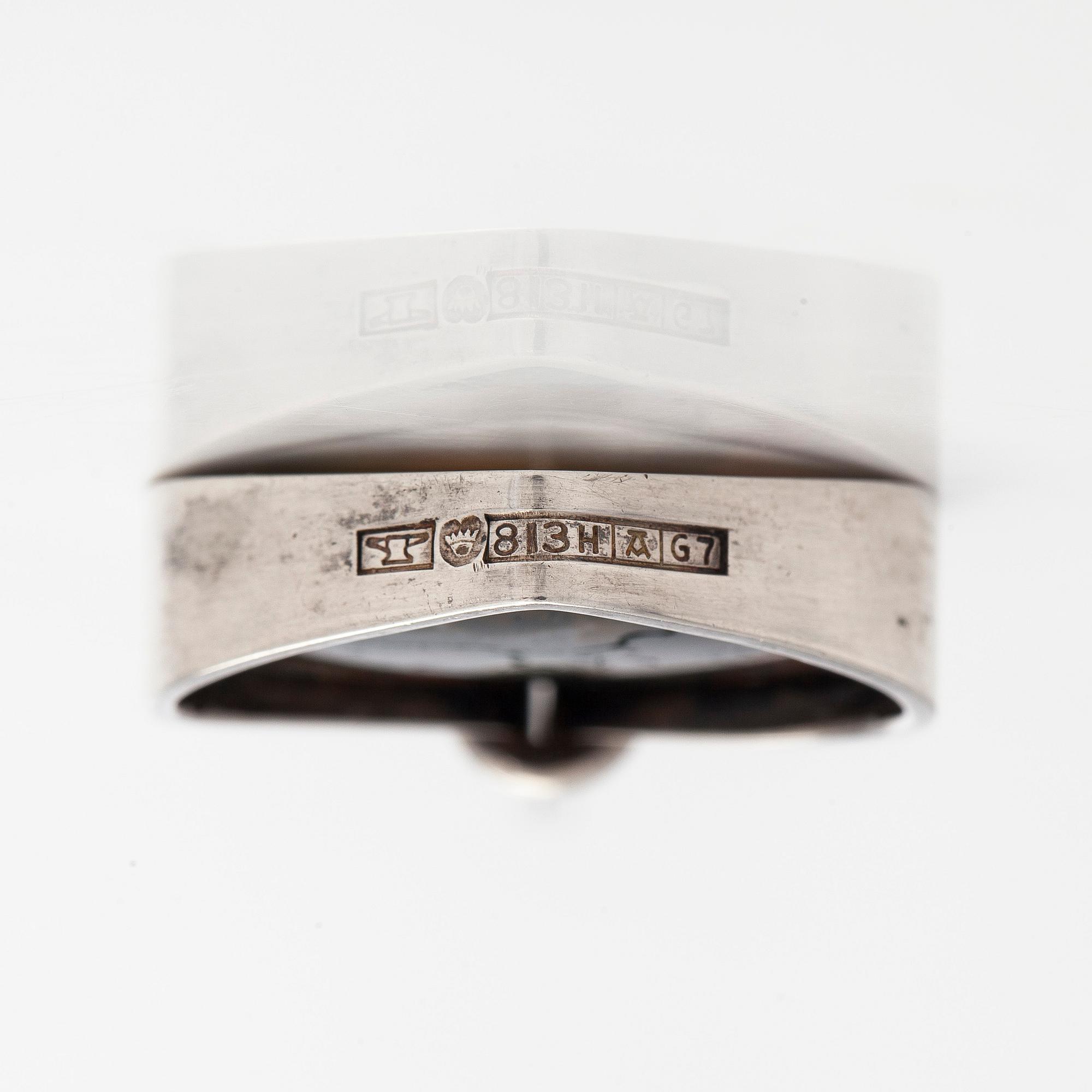 Elis Kauppi, a silver pendant with moss agate. Kupittaan kulta, Turku 1960.