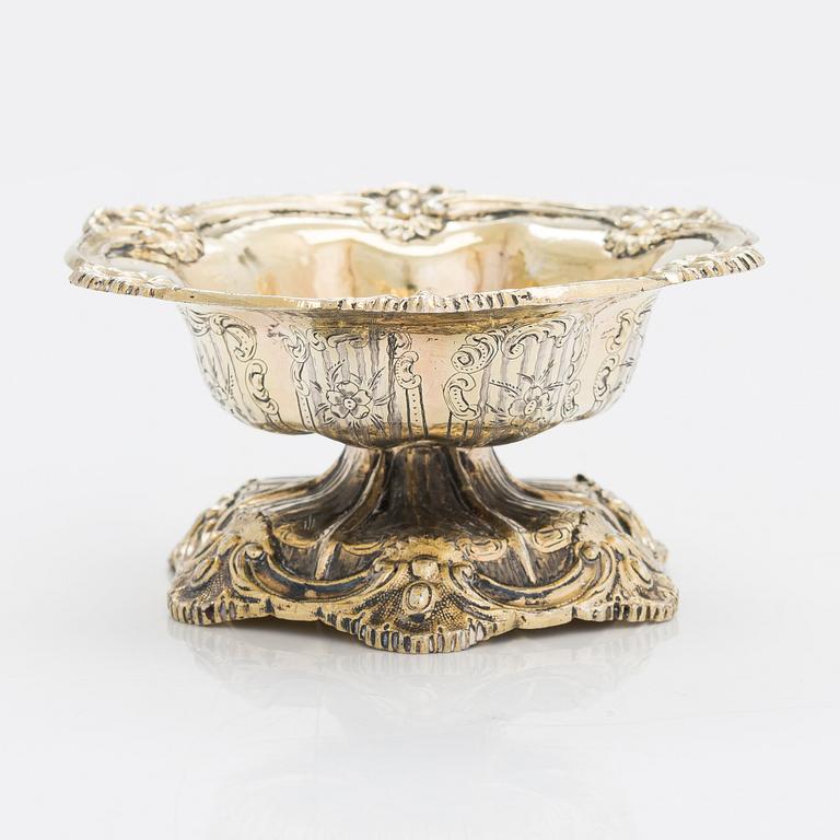 A mid-19th-century parcel-gilt silver salt cellar, Moscow 1846.