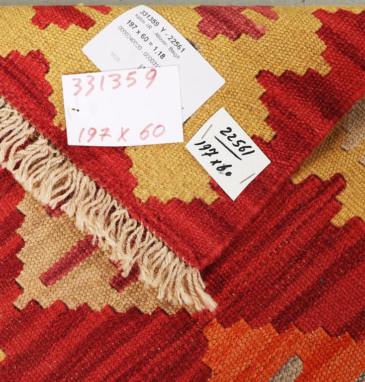 A Kilim runner carpet, c. 197 x 60 cm.