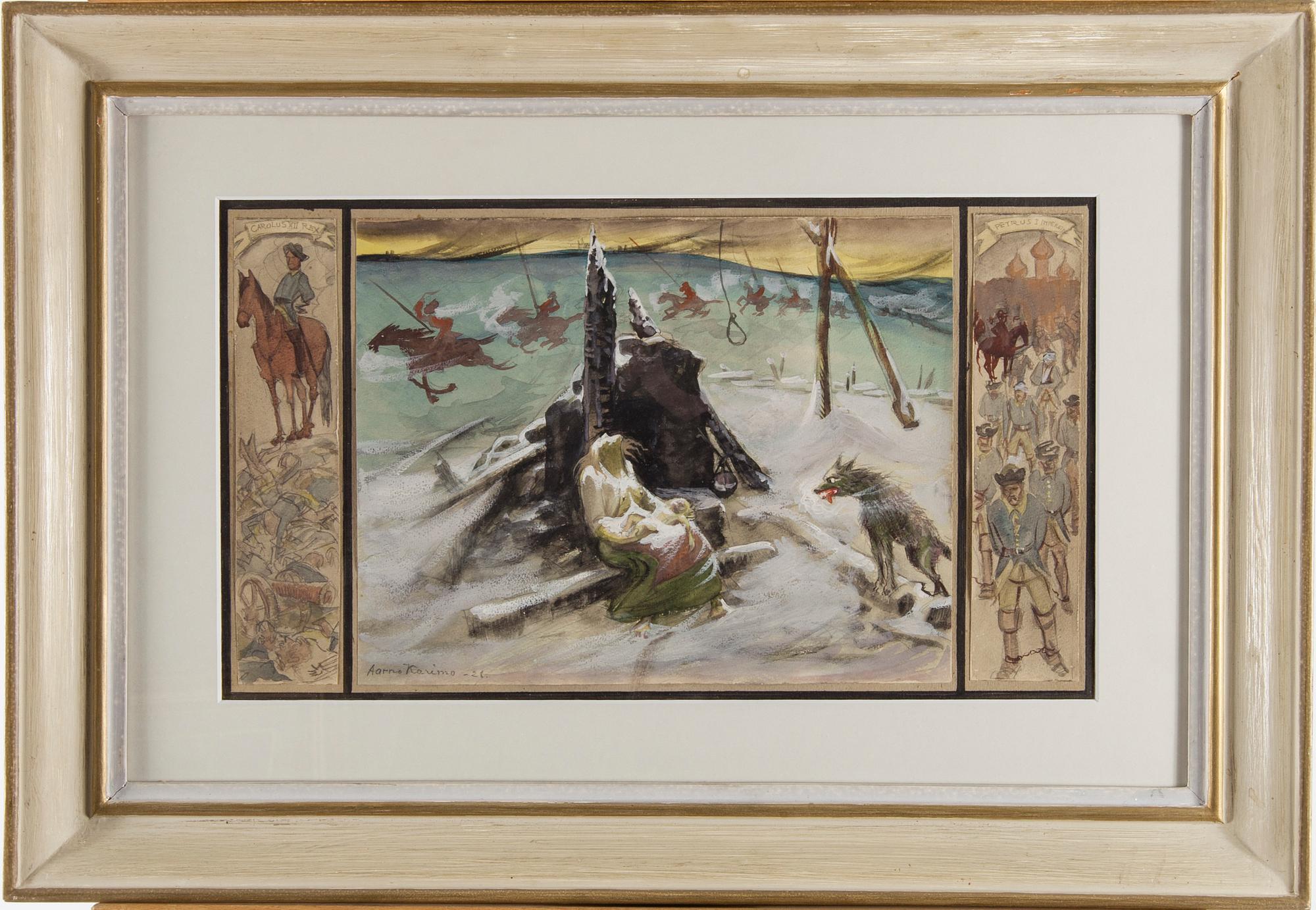 AARNO KARIMO, triptyk, akvarell och gouache, signerad och daterad -28.