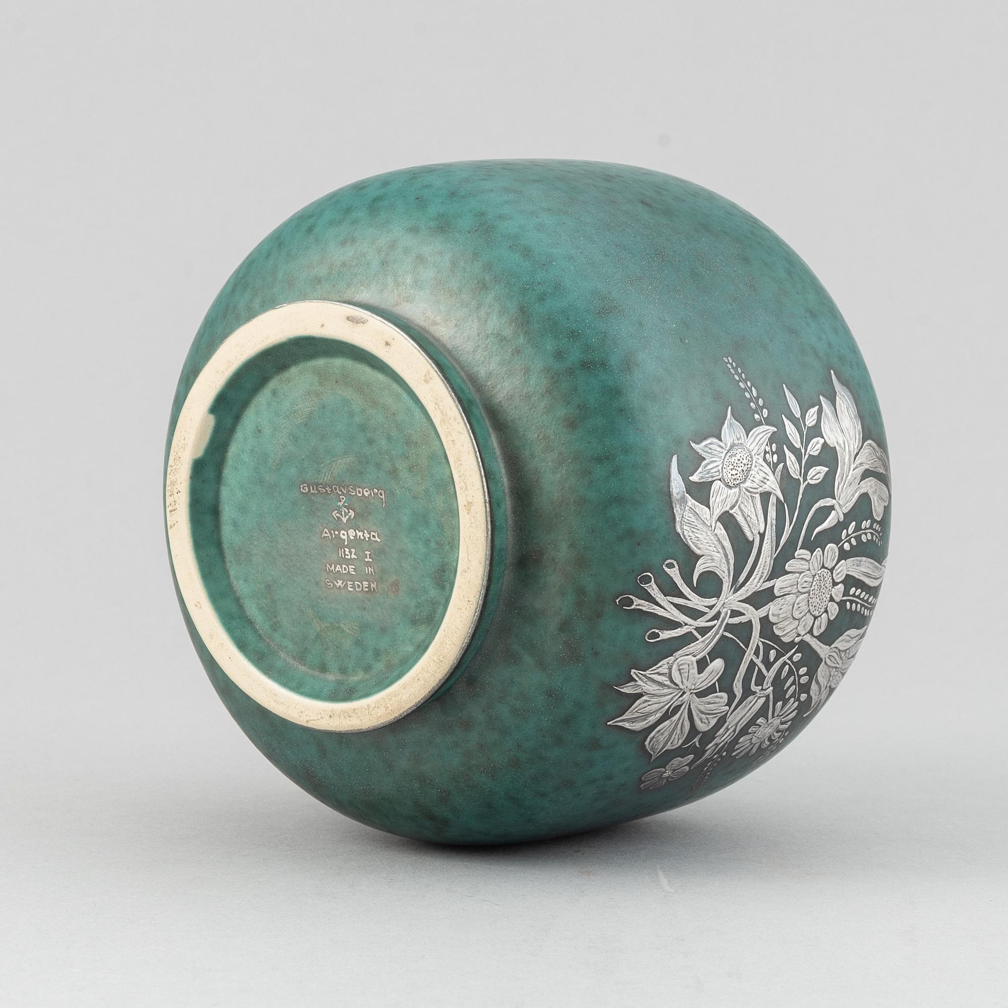 Wilhelm Kåge, vas, stengods, "argenta", Gustavsberg.