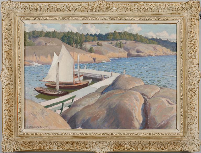 VÄINÖ BLOMSTEDT, olja på pannå, signerad och daterad 1931.