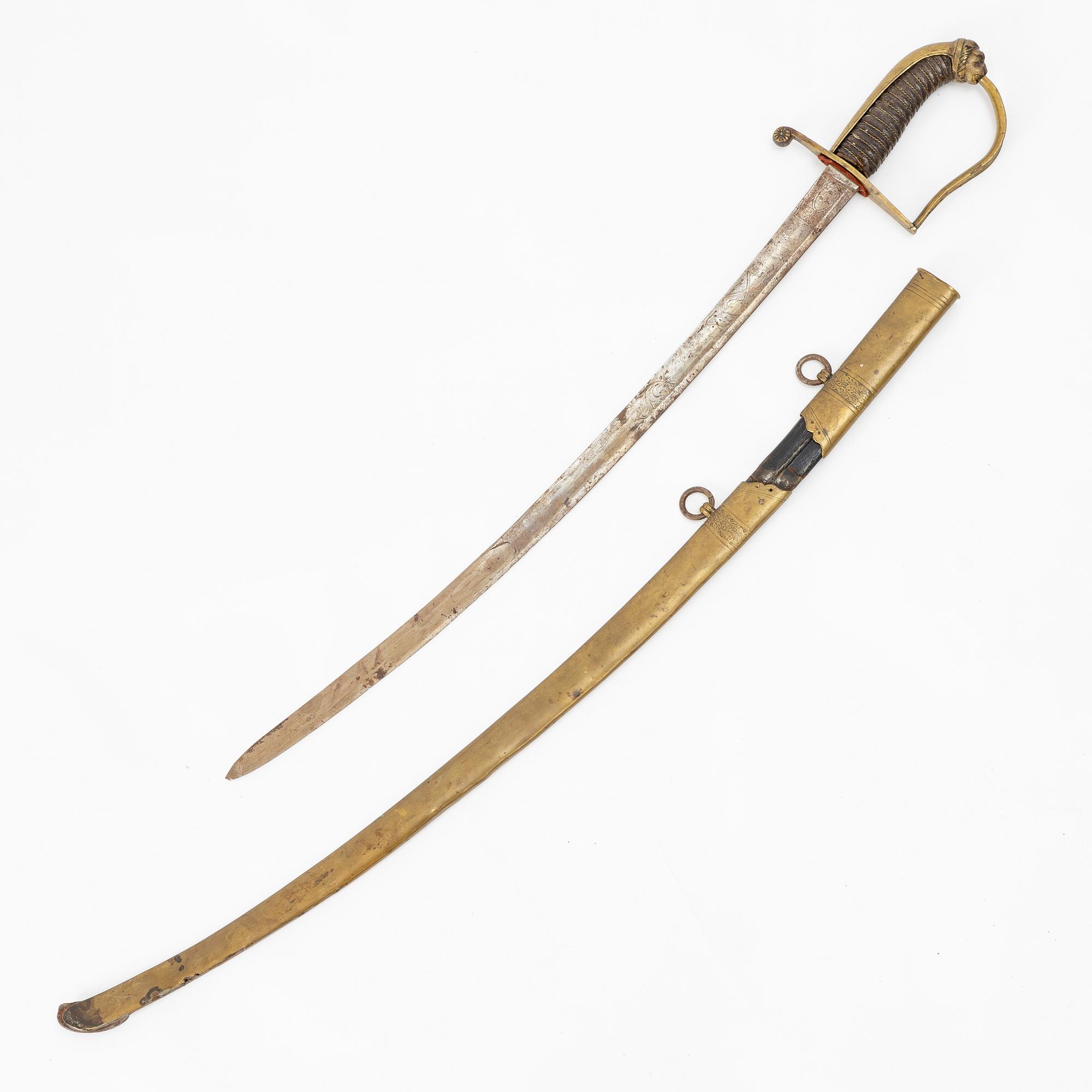 Sabel, svensk, för officer, 1800-talets första hälft.