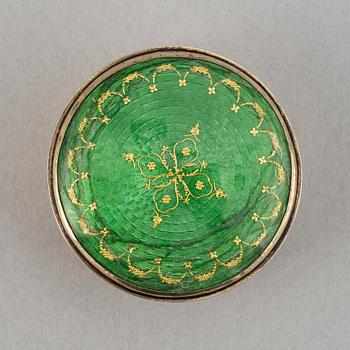 Dosa, guld, samt dosor, 4 st, silver. 1800-1900-tal.