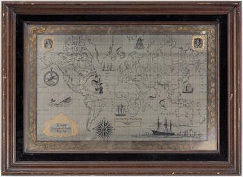 MAP, sterling silver, "The Royal Geographical society silver map", England 1977.