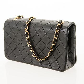 CHANEL Black Lambskin Single Full Flap Bag.