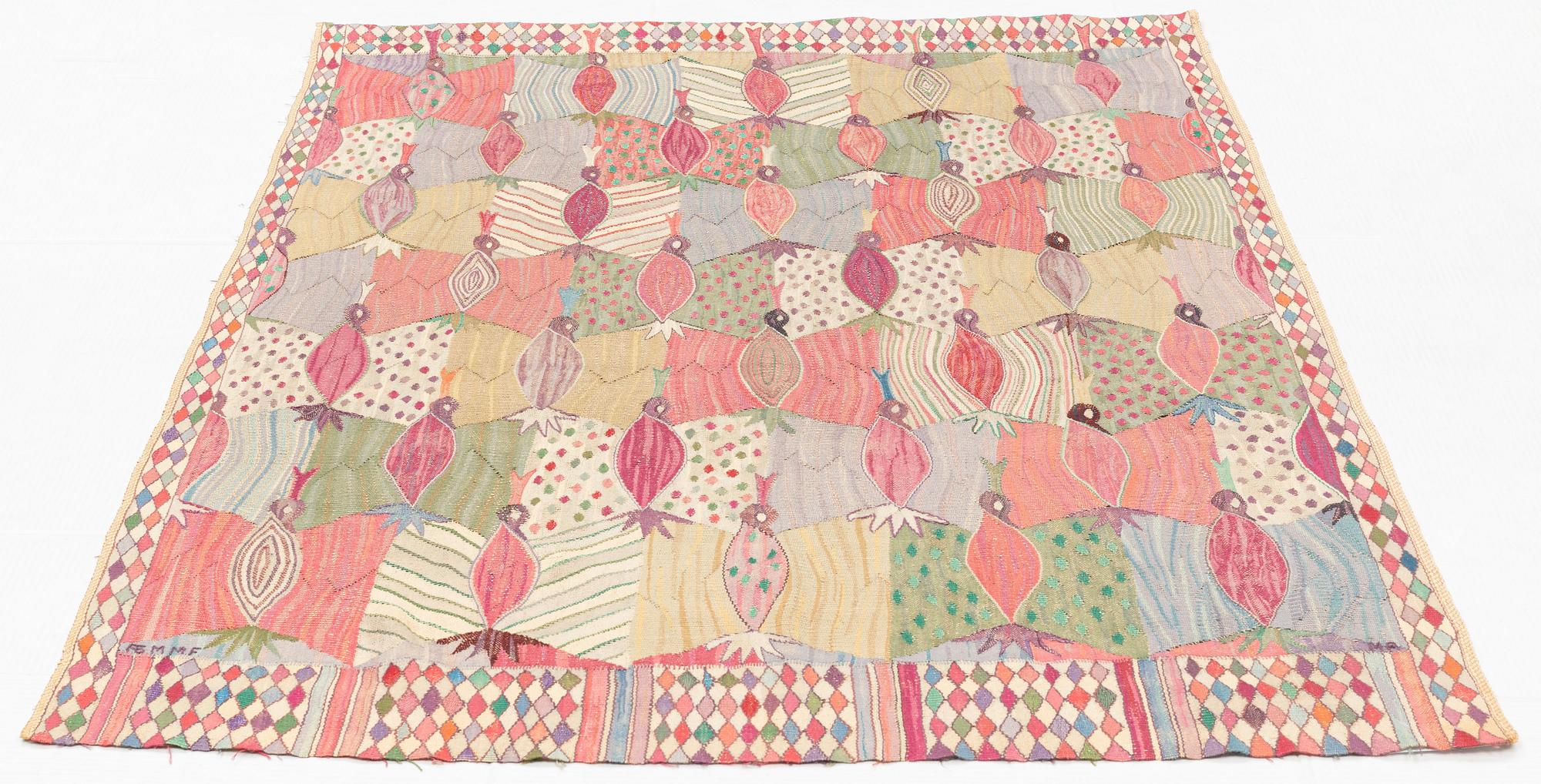 Marianne Richter, draperi, "Brokiga fåglar", gobelängvariant, ca 191 x 133 cm, signerad AB MMF MR.