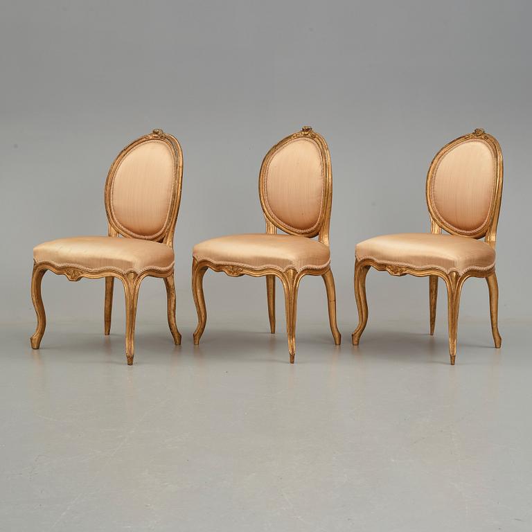 Six Swedish Transition Rococo/Gustavian 18th century chairs.