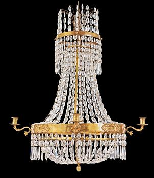 489. A Swedish Empire 1820/30's five-light chandelier.