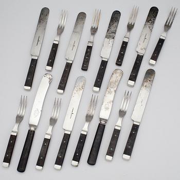 BESTICK, 14+2 delar, Jernbolaget Eskilstuna. Tidigt 1900-tal.