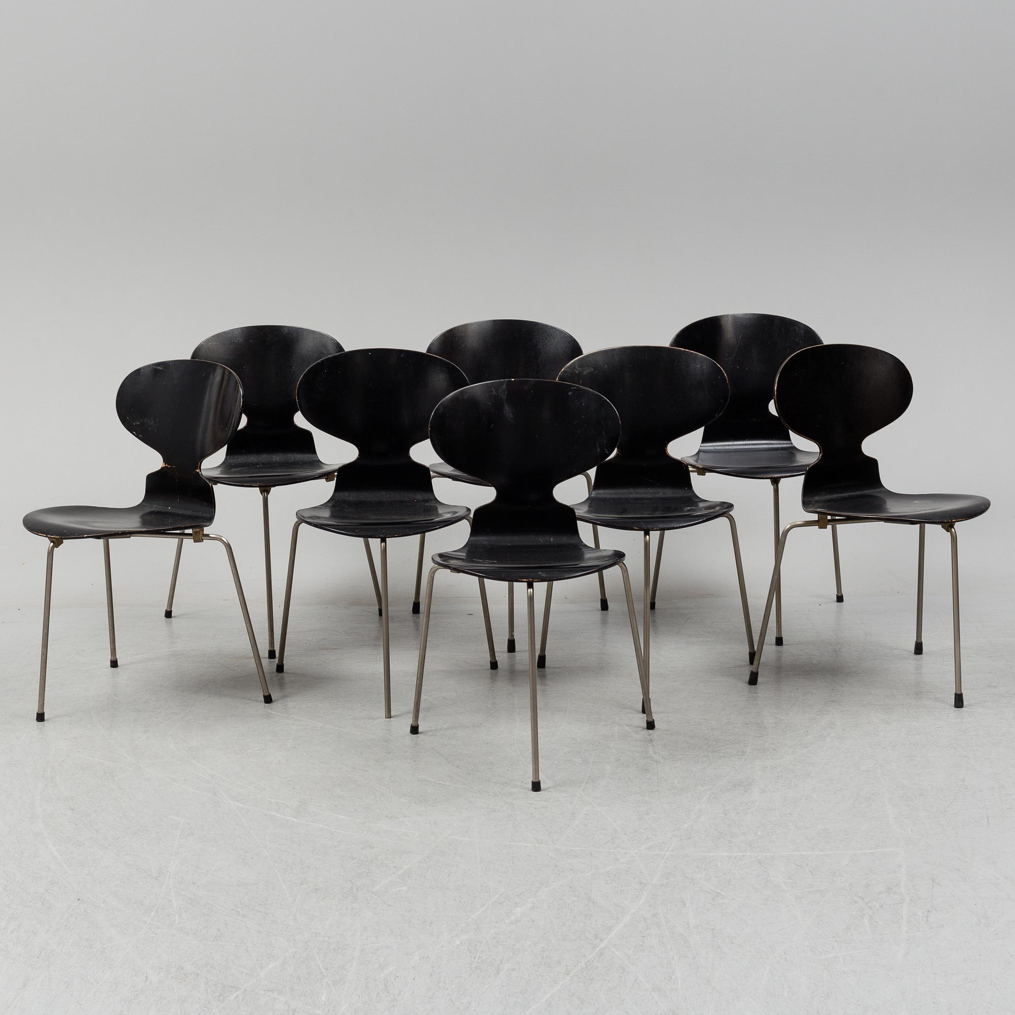 Eight 'Ant' chairs by Arne Jacobsen for Fritz Hansen.