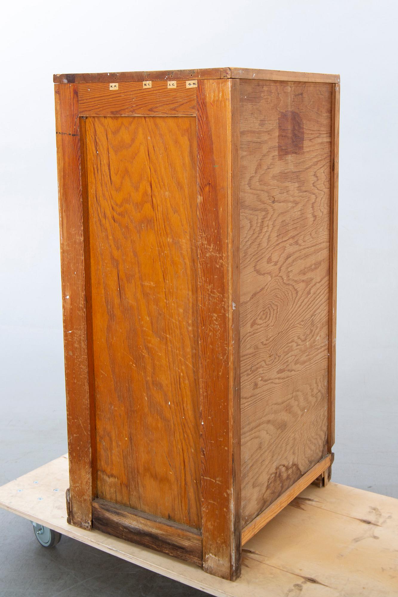 Arkivskåp för typsnitt, "Boklund" omkring 1900.