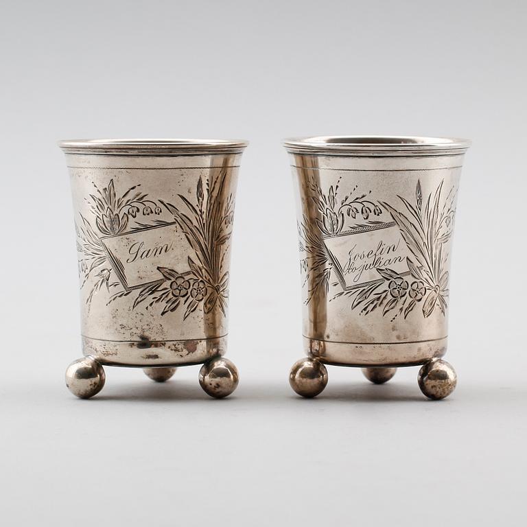 BÄGARE, 2 st, silver, Göteborg 1892. Vikt ca 117 gram.