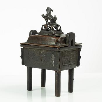 A Chinese bronze censer, Qing dynasty.