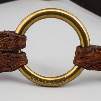 Two leather belts by Ralph Lauren.