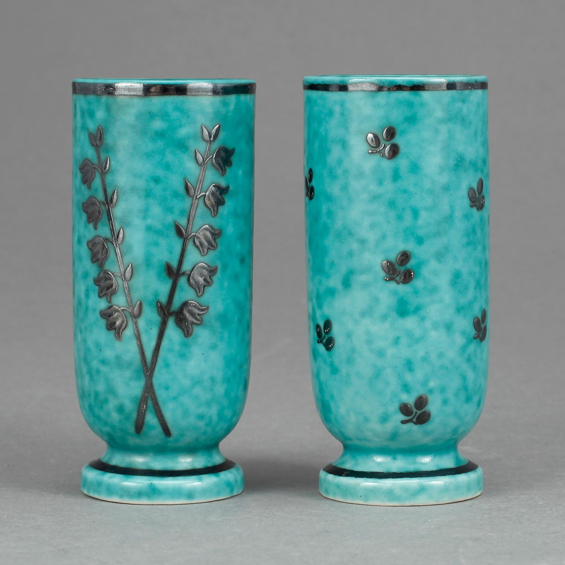 MINIATYRER/VASER, 2 st, "Argenta", Wilhem Kåge, Gustavsberg, 1900-talets andra hälft.
