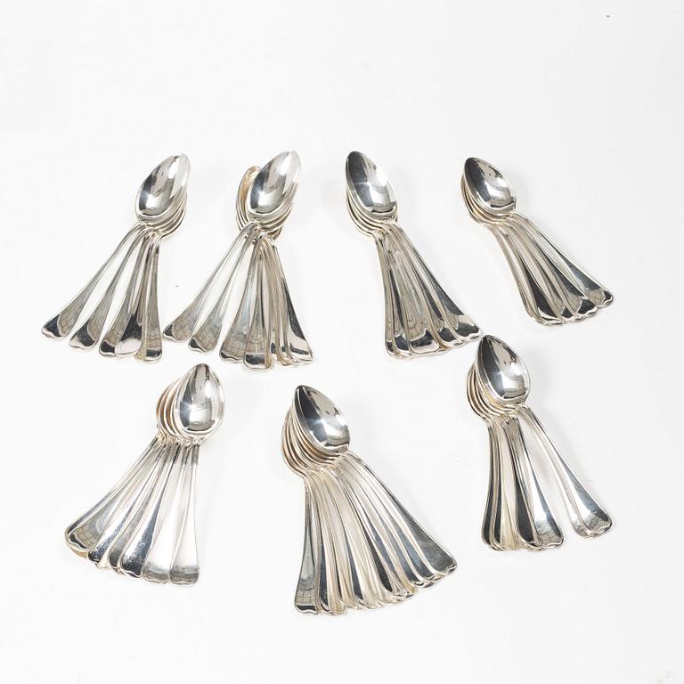 Tea and coffee spoons, 48 pieces, silver, "Svensk" model, including GAB, Stockholm, 1964.