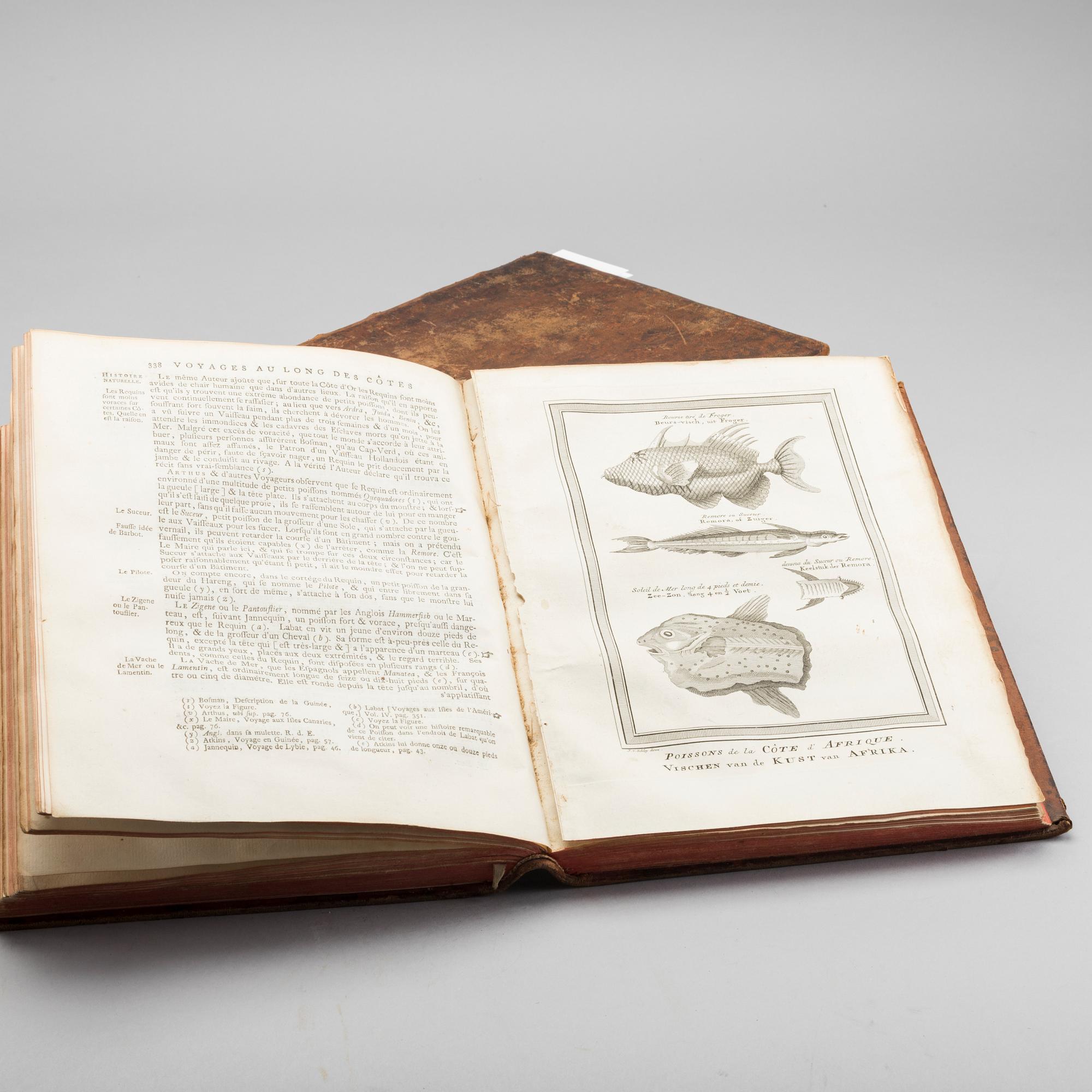 ANTOINE FRANCOIS PREVOST, "HISTORIE GENERALE DES VOYAGES... " 3 vol, utgivare Pierre d' Hondt 1747.