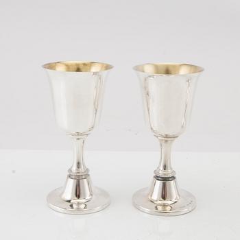 Goblets 6 pcs and cocktail glasses 5 pcs silver MGAB Uppsala and CG Hallberg Stockholm 1975/1960.