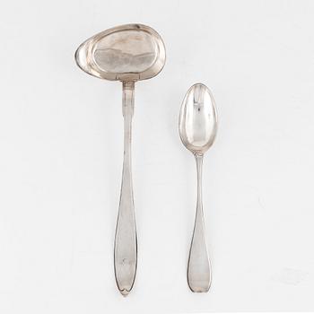 A Swedish Silver Serving Spoon and Soup Ladle, Norrköping, 18-19th century.