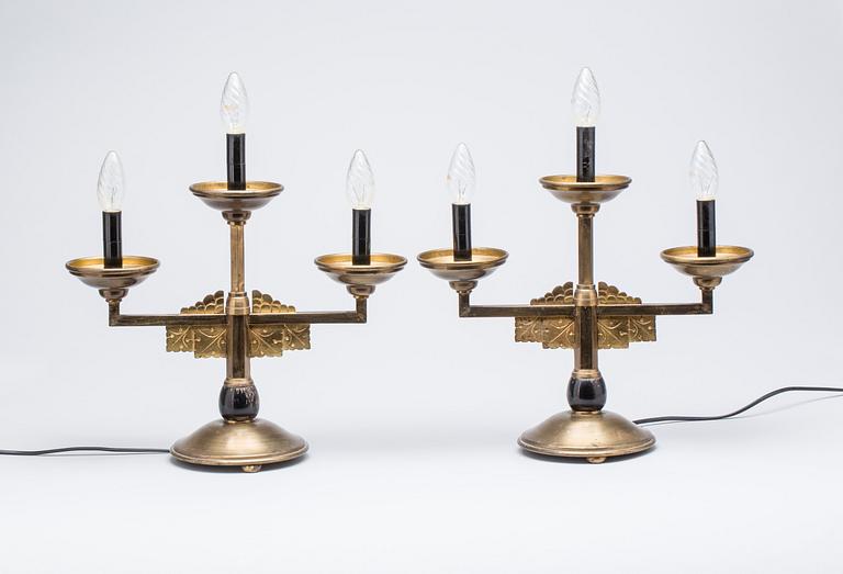 KANDELABRAR, ett par, art deco.