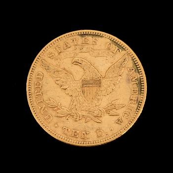 TEN DOLLARS GOLD COIN from 1880. Weight ca 17 grams.