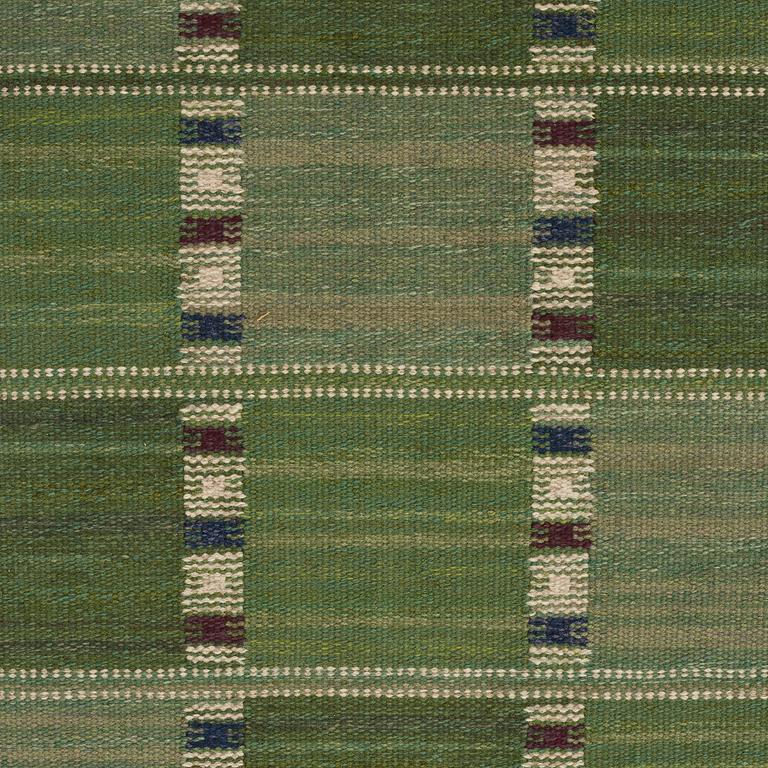 Barbro Nilsson, MATTO, "Falurutan grön I", flat weave, ca 210,5 x 150,5 cm, signed AB MMF BN.