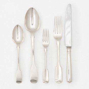 Cutlery set, 59 pieces, silver, England and Scotland, 19th–20th century.