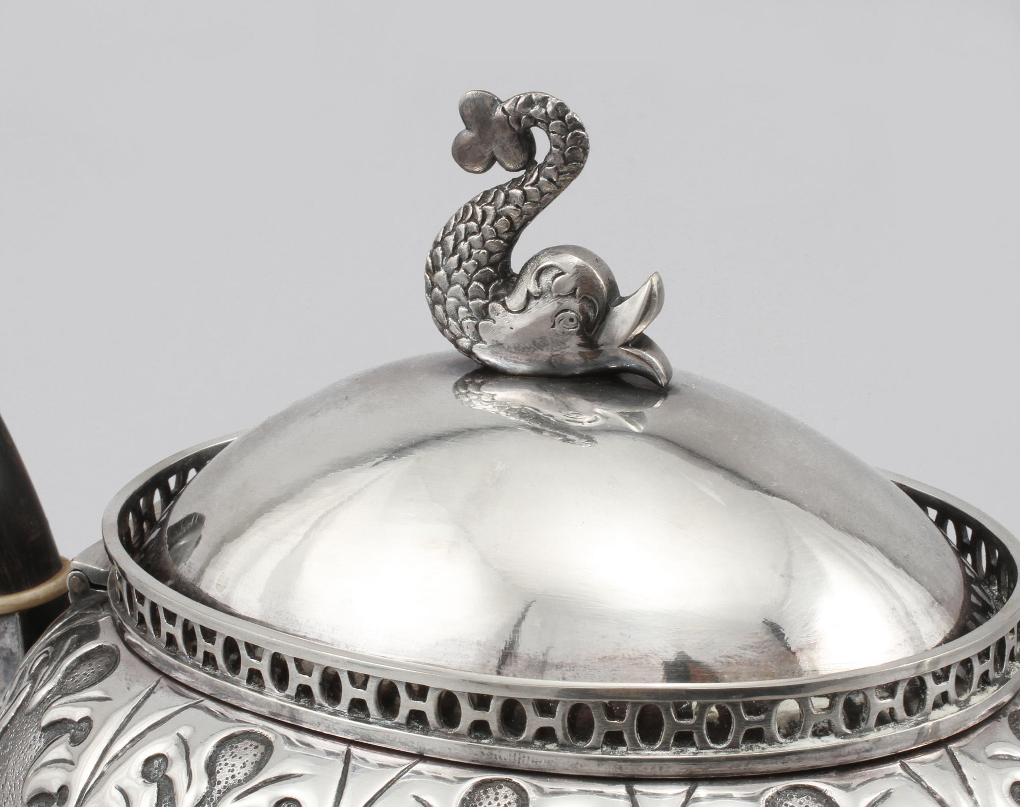 TEKANNA, nysilver, Carl Andreas Kjernås, Göteborg, omkring sekelskiftet 1900.