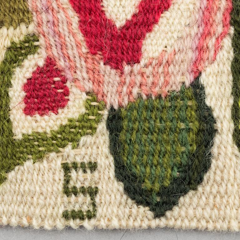 Barbro Sprinchorn, Barbro Sprinchorn, a textile, "Rosorna", a tapestry variant, ca 24 x 25 cm, signed S.