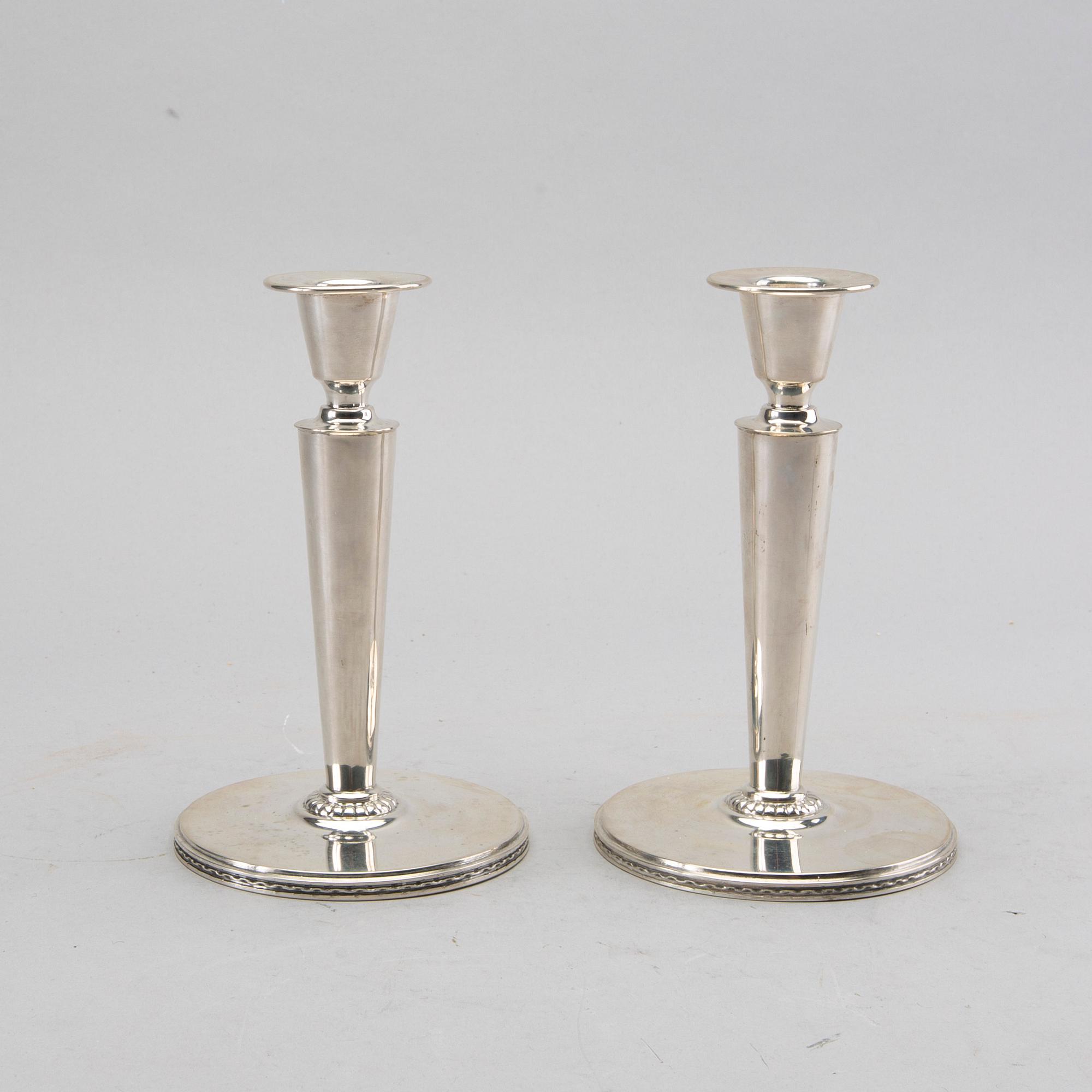 A pair of 20th century Swedish silver candle sticks mark of E Råström Stockholm 1949, weight 340 gr.