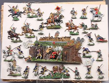 PARTI TENNSOLDATER, 3 kartonger. Gamla Santessonska tenngjuteriet.