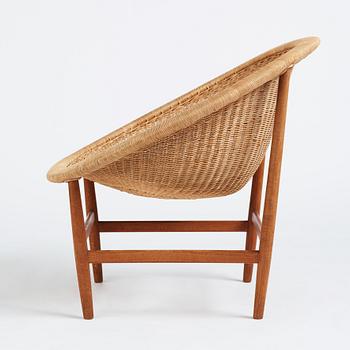 Nanna Ditzel, a teak and rattan easy chair, Ludvig Pontoppidan, Denmark 1950s.