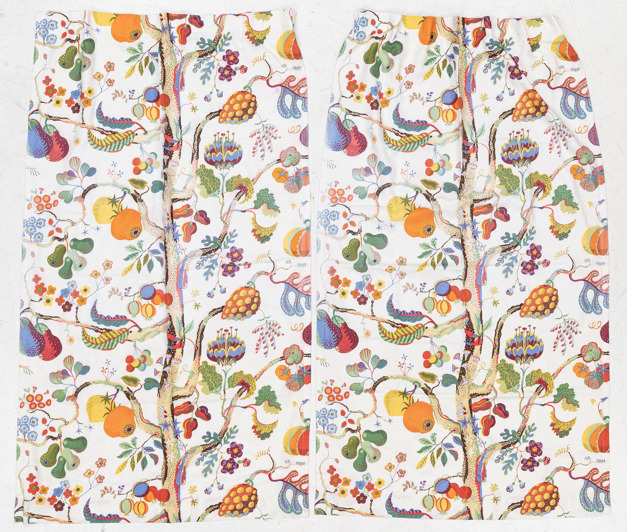Josef Frank, a pair of 'Vegetable Tree' curtains, Svenskt Tenn.