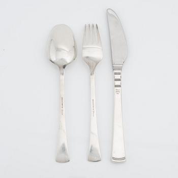 Theresia Hvorslev, bestickuppsättning, 36 delar, silver, modell "Thema", Mema, Lidköping 1974-75.