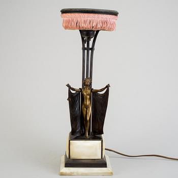 CARL KAUBA, a bronze art nouveau table lamp early 20th century. Signed C Kauba.