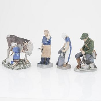 Figuriner 4 st, porslin, Royal Copenhagen (2) och Bing & Gröndahl (2).