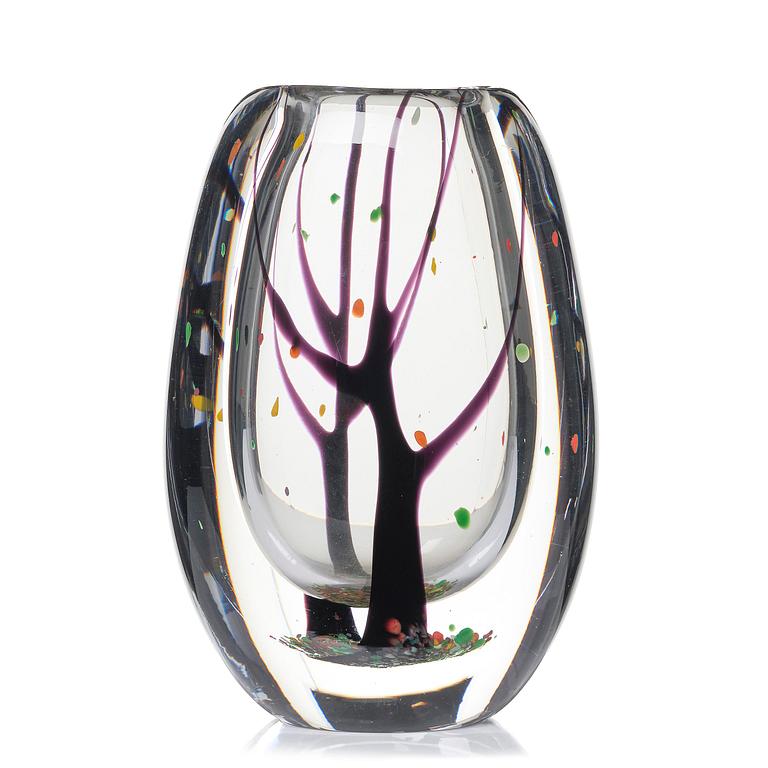 Vicke Lindstrand, a glass vase "Autumn", Kosta 1950s/60s.