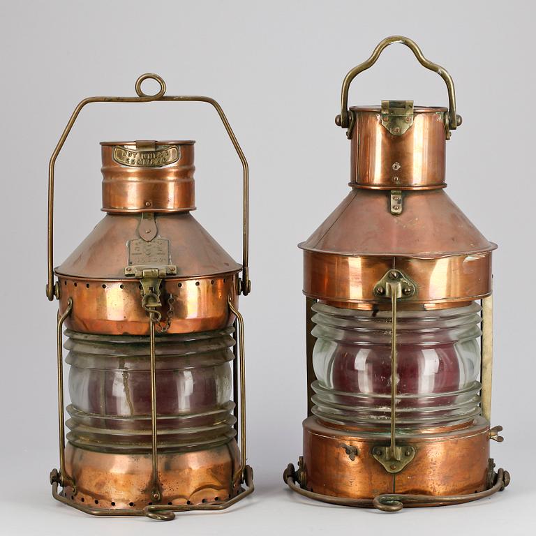 LANTERNOR, 2 st, koppar, bla William Harvie & Co, 1900-talets första hälft.