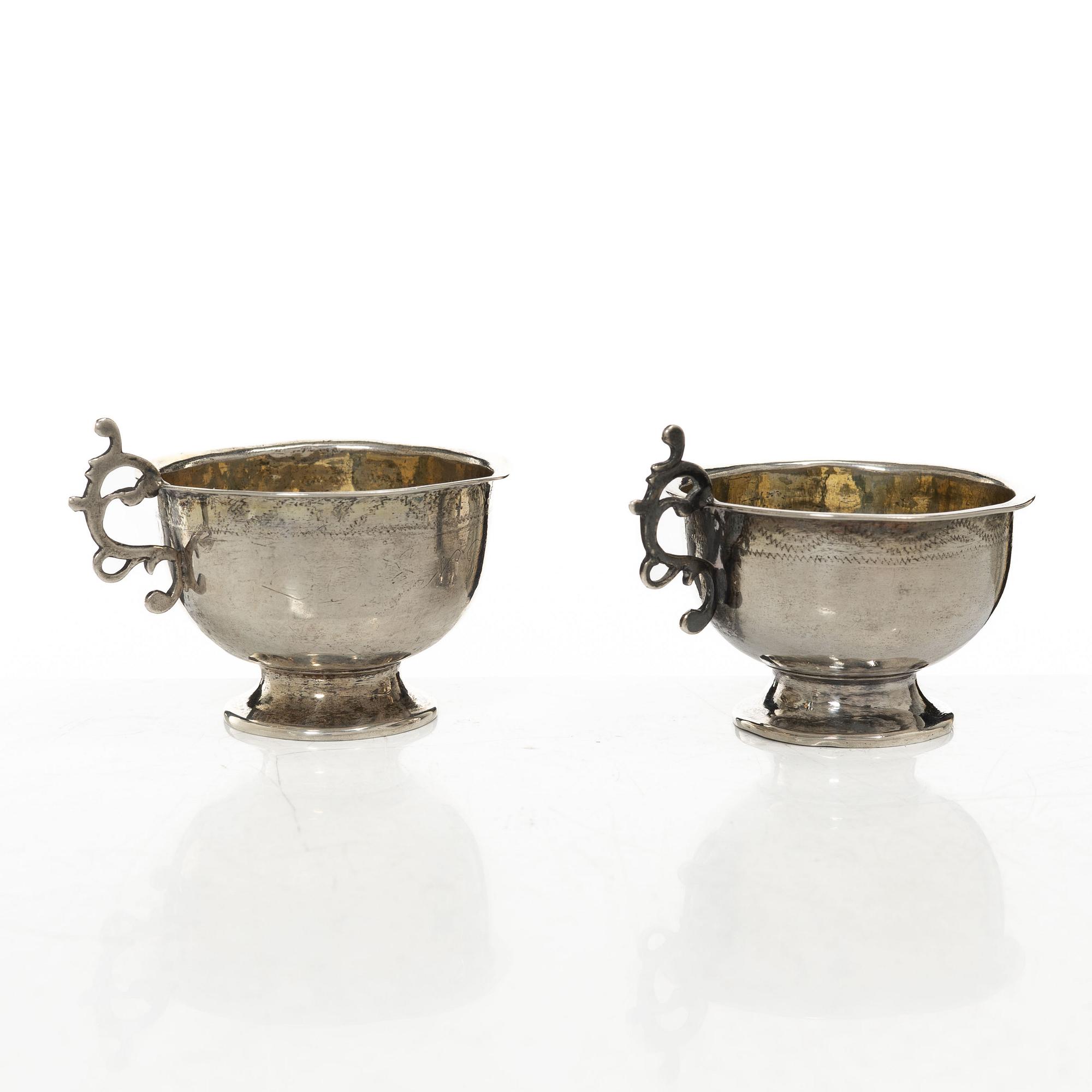 Erik Ericson, supkoppar, ett par, silver, Uppsala 1788.