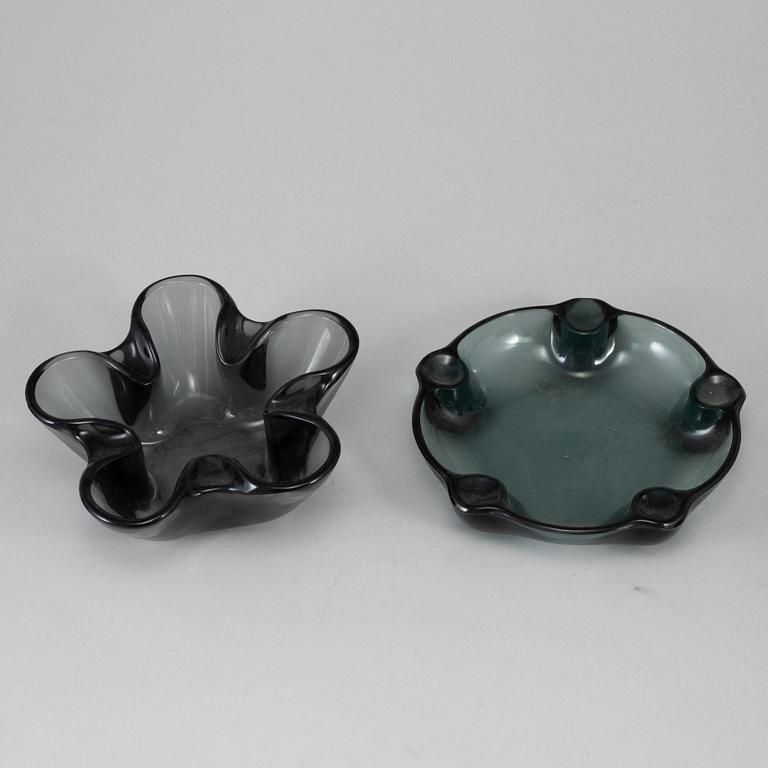 WILHELM WAGENFELD, ashtrays, ”Faktotum”,  ”Corona”, "Ascher",  for Vereinigte Lausitzer Glaswerke.